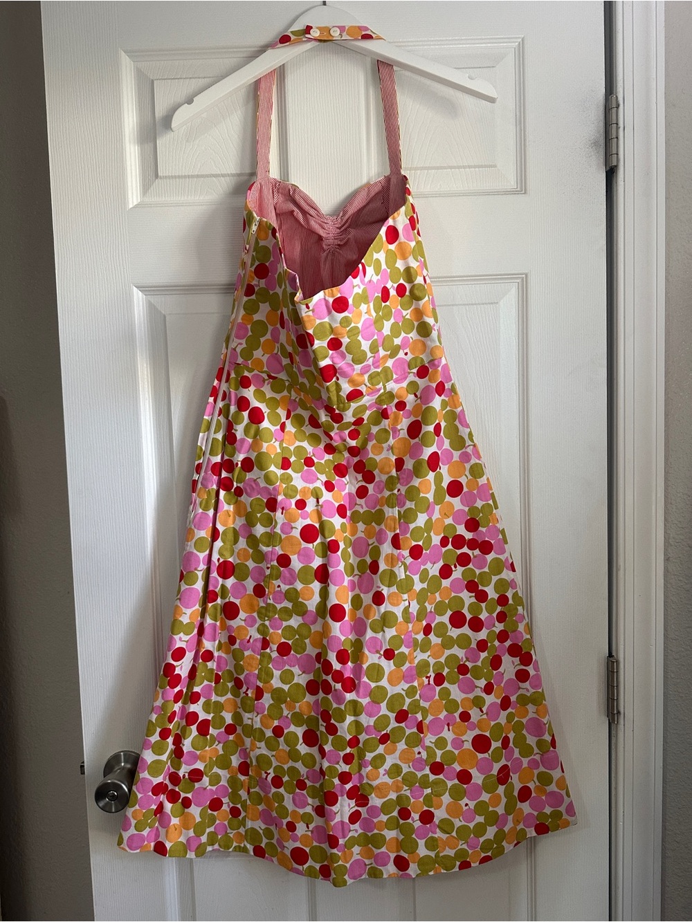 Vintage B. Moss Rory Gilmore Polka Dot Halter Dress in Pink, Green & Red - Picture 2 of 10